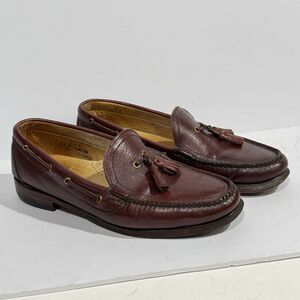 Vintage L.L. Bean Tassel Loafers Made in USA Leather Burgundy Mens 8.5 M